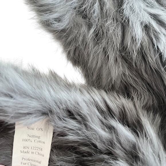 Annabelle New York Real Rabbit Fur Gray Infinity Scarf - Picture 6 of 6